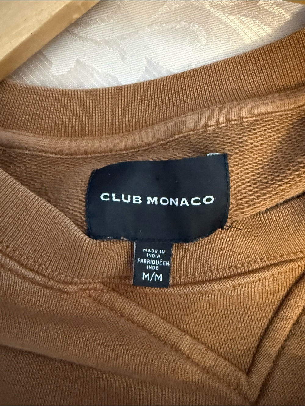 Club Monaco Tan heritage Sweatshirt with black Crest 1985 Logo, Size M - Picture 4 of 7